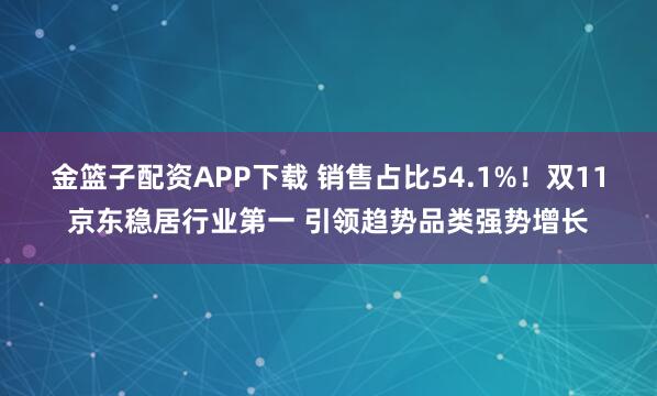 金篮子配资APP下载 销售占比54.1%！双11京东稳居行业第一 引领趋势品类强势增长